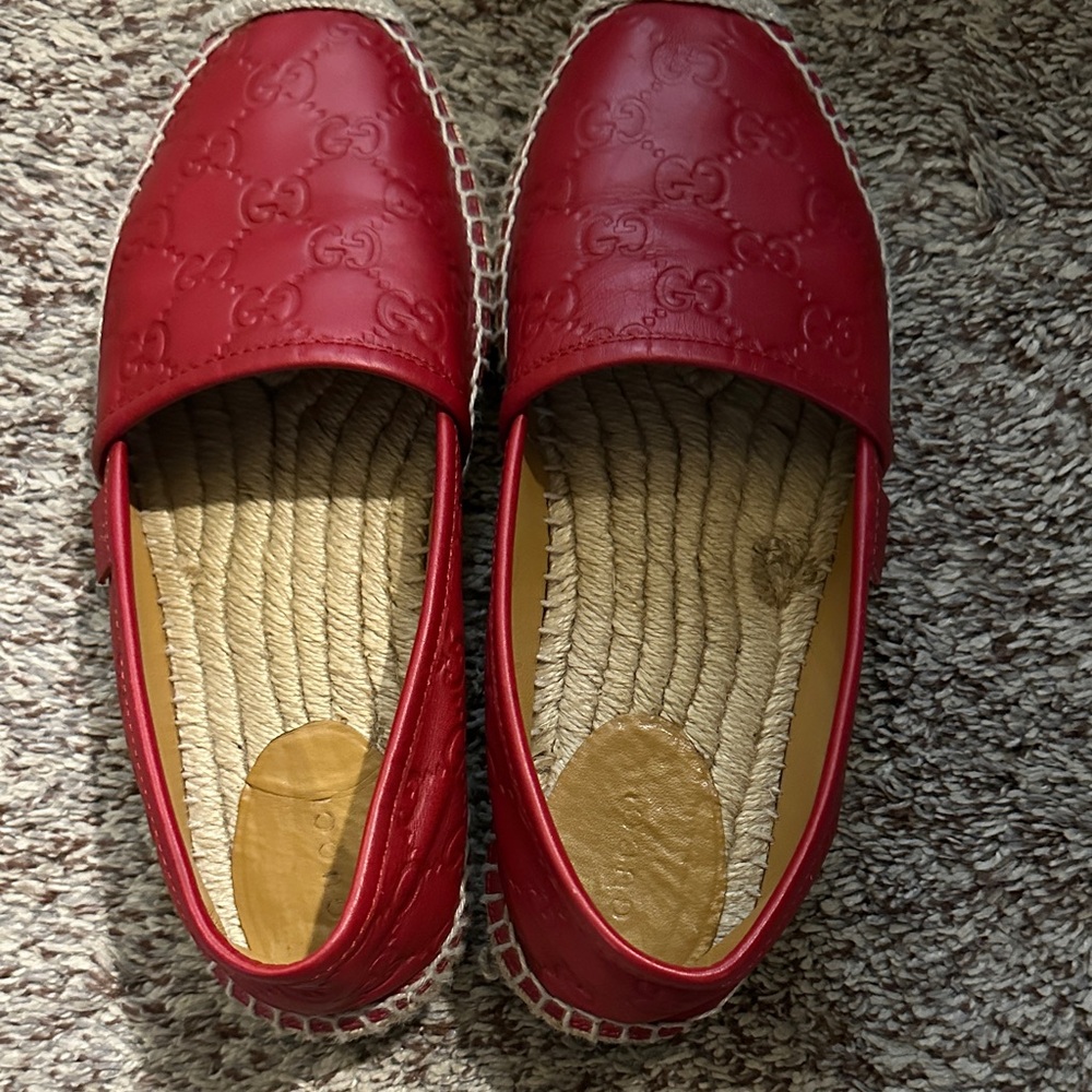 Gucci Red Leather Espadrilles